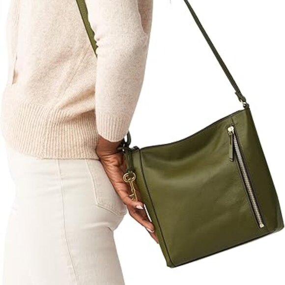 Fossil Tara Leather Crossbody Purse Handbag - Green Moss - Picture 1 of 12